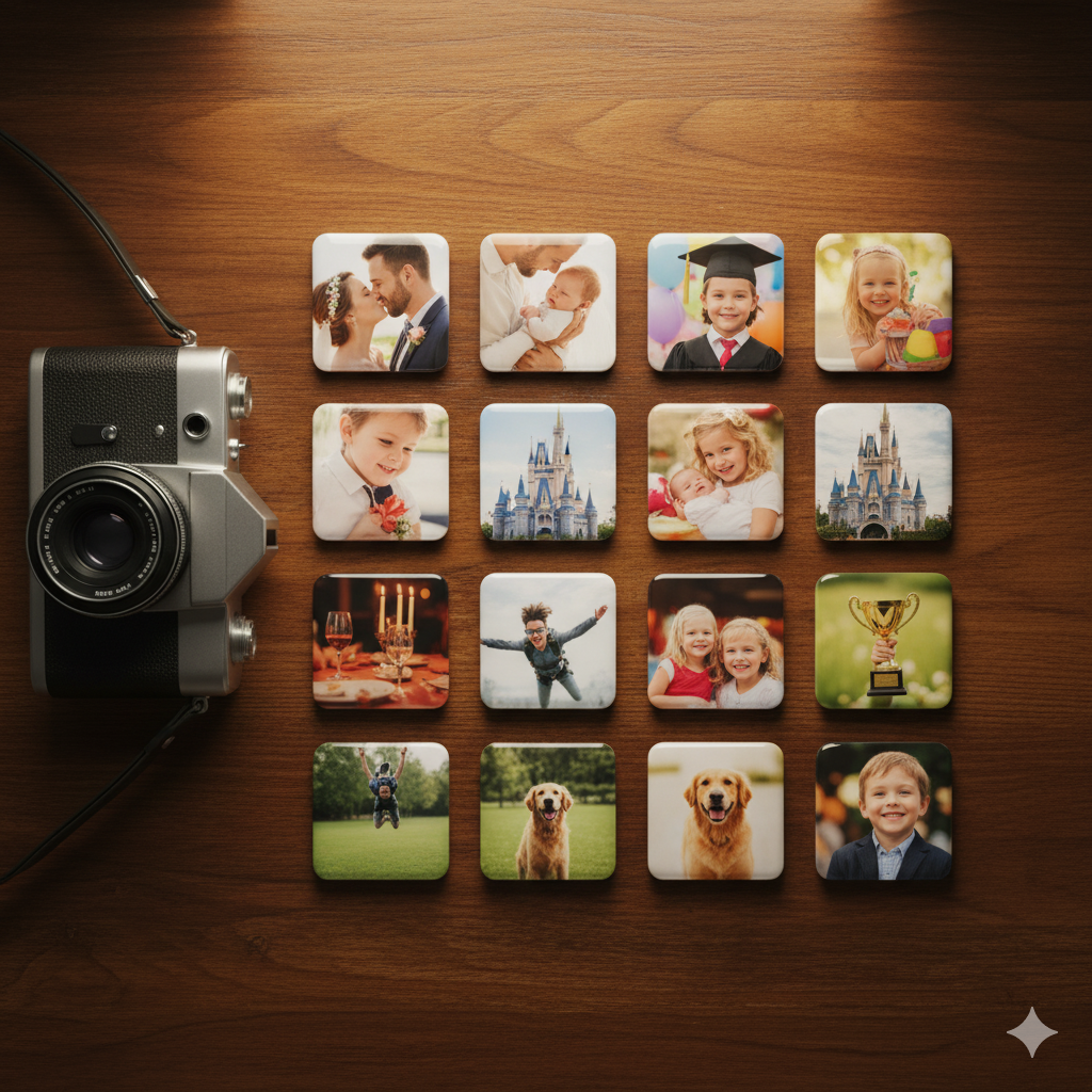 Set of 12 Photo Magnets – “Twelve Reasons to Smile Every Day”